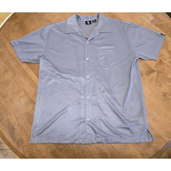 GUESS Shirt Mens XL Gray Button Up Collared Y2K Mesh Club Cruise **Has Pulls** - Picture 3 of 13